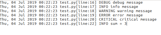 python logging output