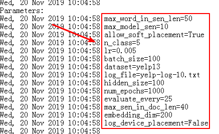 print all tensorflow arguments names and values into a log file