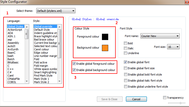 change cursor color in notepad
