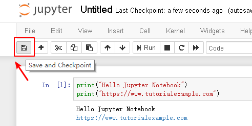 Jupyter notebook save checkpoint