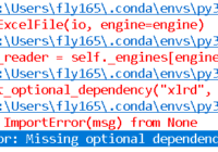 python pandas read excel - import error - missing optional dependency xlrd