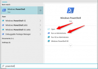 open powershell using start menu search on windows 10