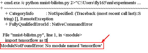 python nni no module named tensorflow