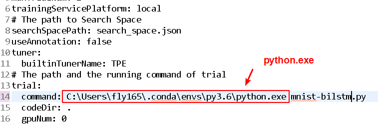 python start nni trail command