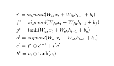 The formula of LSTM