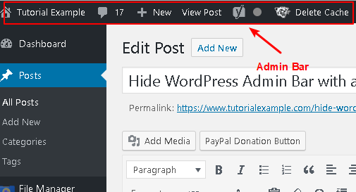 the effect of wordpress admin bar