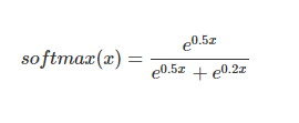 the effect of hyperparameter to softmax function example