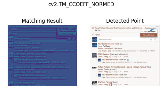 The effect of cv2.matchTemplate() cv2.TM_CCOEFF_NORMED