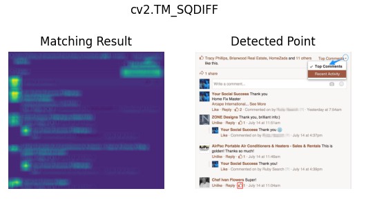 The effect of cv2.matchTemplate() cv2.TM_SQDIFF