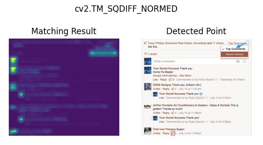 The effect of cv2.matchTemplate() cv2.TM_SQDIFF_NORMED