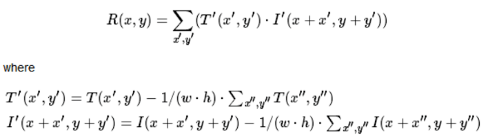 the equation of cv2.TM_CCOEFF