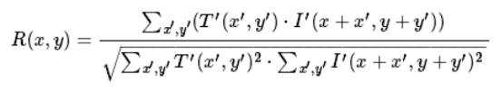 the equation of cv2.TM_CCOEFF_NORMED