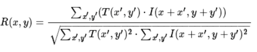 the equation of cv2.TM_CCORR_NORMED