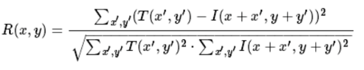 the equation of cv2.TM_SQDIFF_NORMED