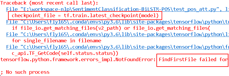 tf.train.latest_checkpoint() FindFirstFile failed Error