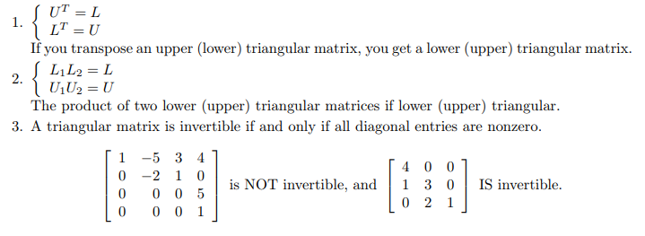 The properties of Upper and Lower Triangular Matrice