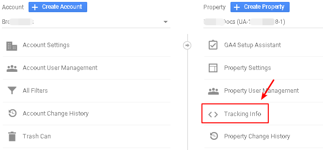 open google analytics tracking info