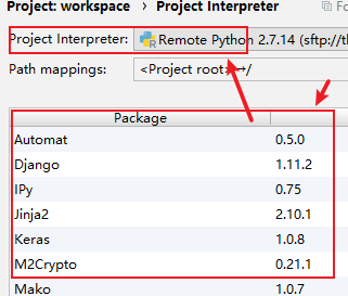 pycharm project interpreter package list