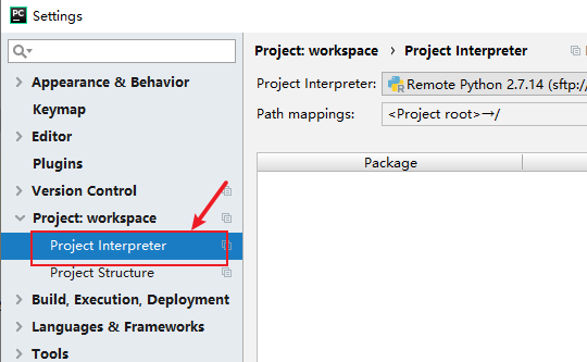 pycharm project interpreter