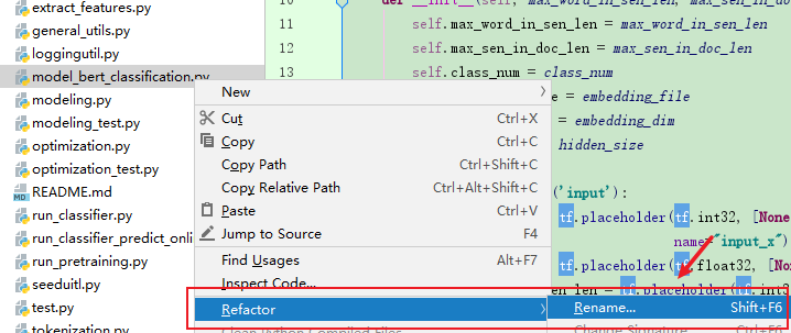 rename a file in pycharm