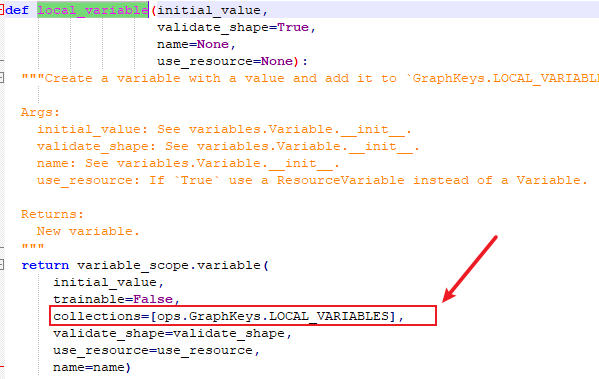 tensorflow create a local variable