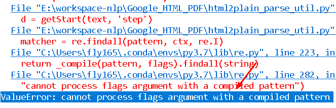 Fix Python ValueError: cannot process flags argument with a compiled pattern