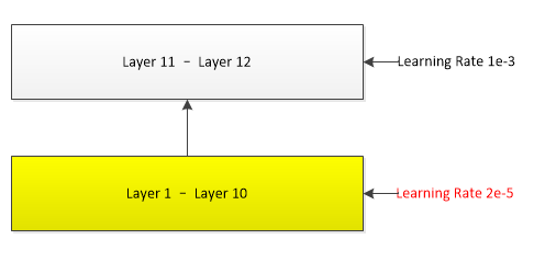 Train different neural layers with different learning rate