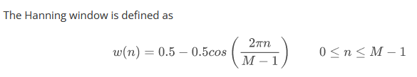 understand numpy.hanning() function