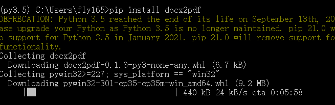 pip install docx2pdf