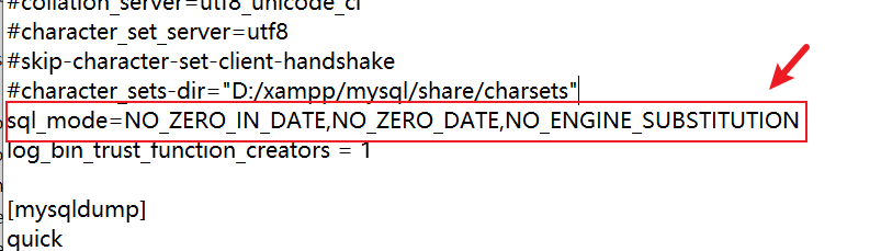 sql_mode value in mysql my.ini