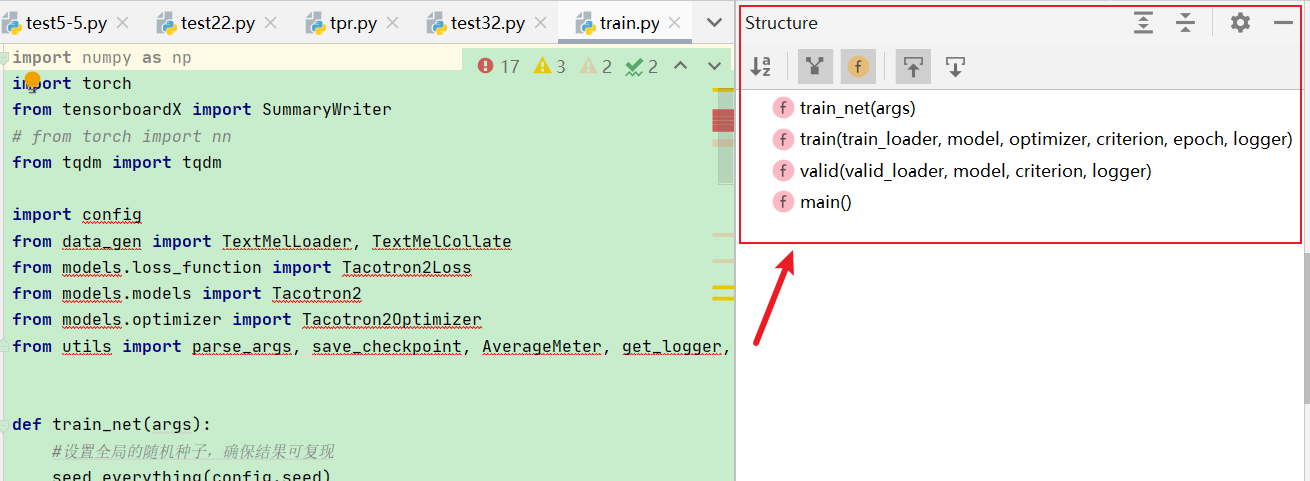 pycharm display python Source code hierarchy