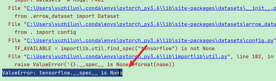 Fix ValueError tensorflow.__spec__ is None Error - PyTorch Tutorial