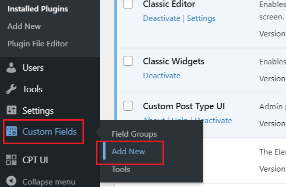 Add wordpress custom fields